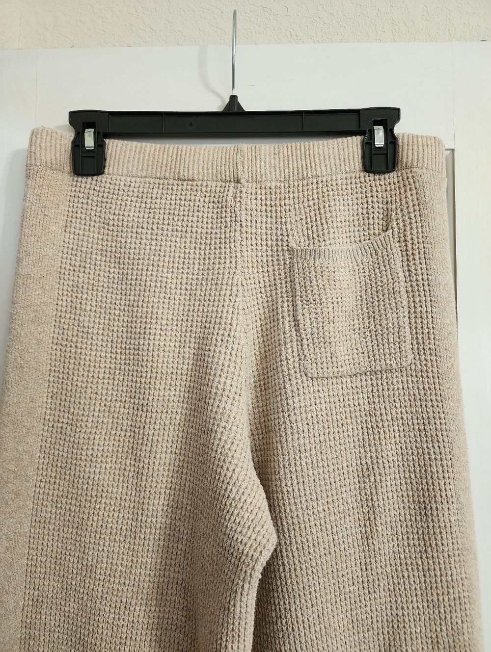 Aerie Waffle Knit Lounge Set M Beige Sweater Wide Leg Pants Cozy FLAW READ DESC - Picture 11 of 16